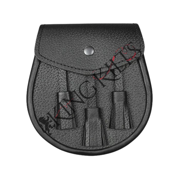 Black Leather Sporran With Snap Button