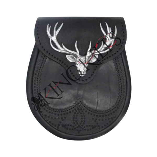 Black Leather Stag Head Sporran