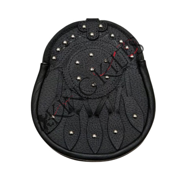 Black Leather Studded Targe Sporran
