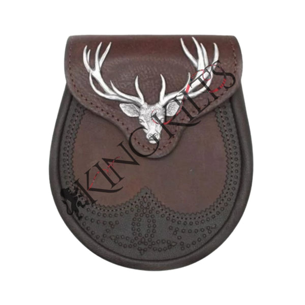 Brown Leather Stag Head Sporran