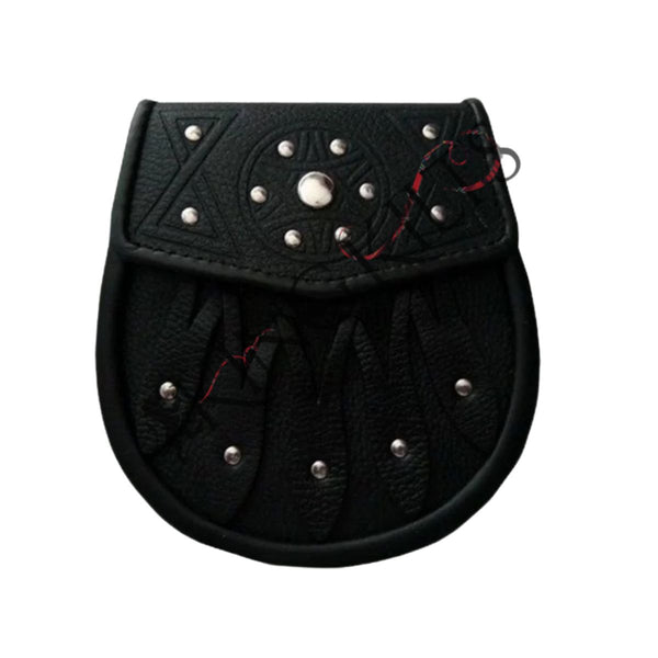 Celtic Design Black Leather Sporran
