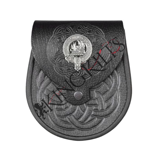 Celtic Embossed Clan Crest Leather Sporran
