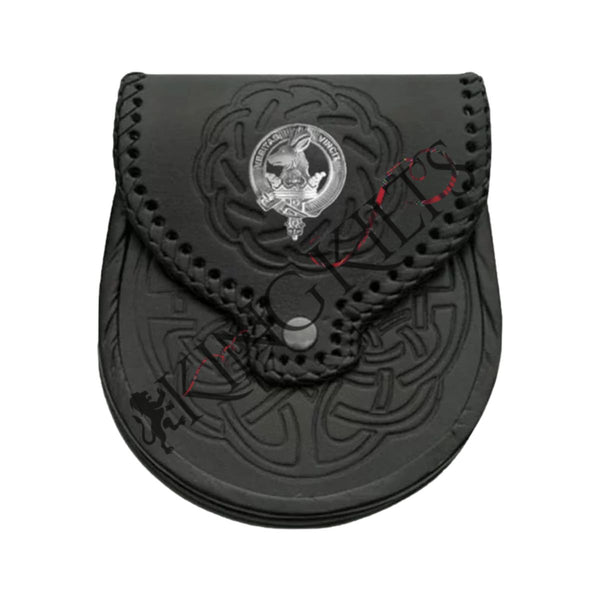 Clan Crest Badge Leather Sporran