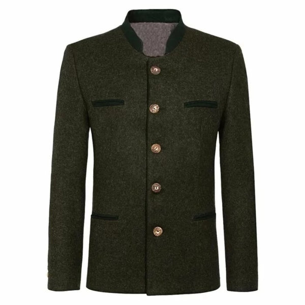 Men’s Dark Grey Loden Wool Trachten Jacket – Traditional Bavarian Tyrolean German Oktoberfest Coat
