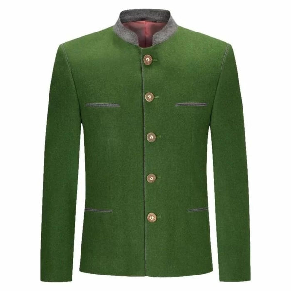 Men’s Green Loden Wool Trachten Jacket – Traditional Bavarian German Tyrolean Oktoberfest Coat