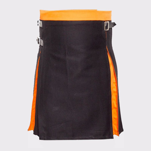 Box Pleated Modern Black And Orange Two Kilt