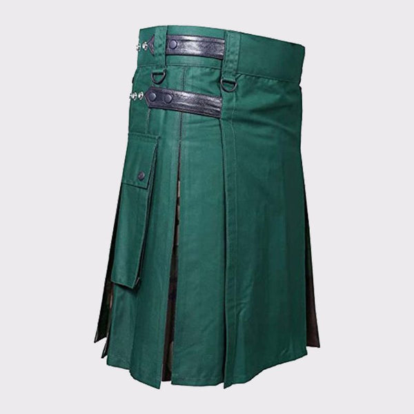 Green Kilt with Tartan Hybrid Kilts