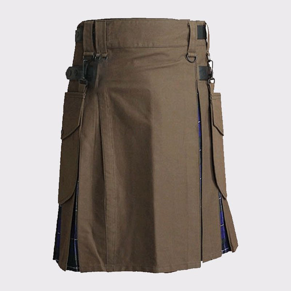  Brown Hybrid Kilt with Tartan