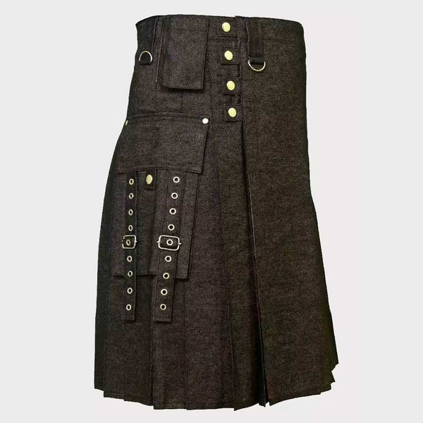  Denim Tactical Kilt with Pockets