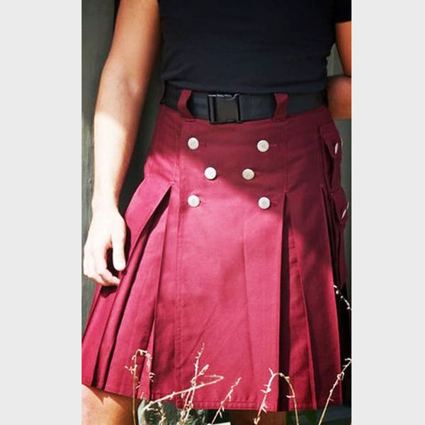  Maroon Tactical Cargo Kilt