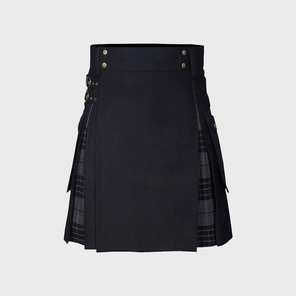 Cotton Jeans Hybrid Modern Box Pleated Tartan Utility Kilt