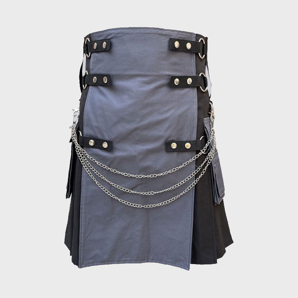  Modern Black & Gray Hybrid Utility Kilt